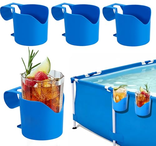 4 Stück Pool Getränkehalter für Poolrand, Pool Zubehör für Getränke, Poolrand Halter, Becherhalter Pool, Hängehalter für Schwimmbäder,Pool Gadgets,Pool Tisch,für Bier,Glas,Cocktailglas, Handy