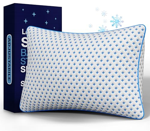 LOVELYREST Memory Foam Pillow – Adjustable Loft Cooling Pillow Queen Size 1 Pack for Sleeping, Firm, Supportive, and Breathable Design for Hot, Side, Back, and Stomach Sleepers