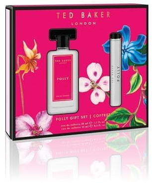 Ted Baker Coffret cadeau Polly Eau de Toilette pour femme, parfum floral fruité 50 ml avec roller 15 ml, duo de parfums féminins aux notes de pêche, de jasmin et d'ambre