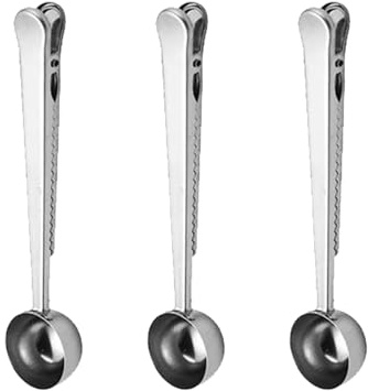 3 PCS Coffee Scoop, Measuring Scoop for Coffee Grounds, Sealing Clip for Coffee Bags, Multipurpose Scoop for Tea, Spices and Baking Ingredients, Durable Kitchen Tool for Coffee