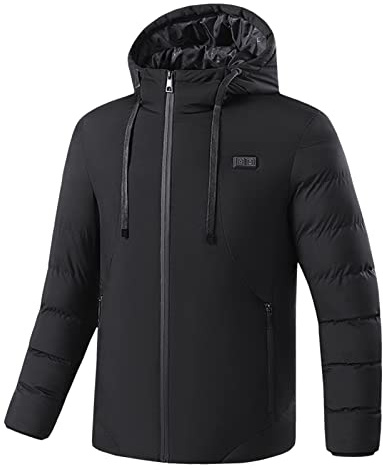 Generisch Chaqueta calefactable para mujer, impermeable, multifuncional, con calefacción de 3 niveles, chaqueta de algodón lavable ideal para días fríos, Negro , M
