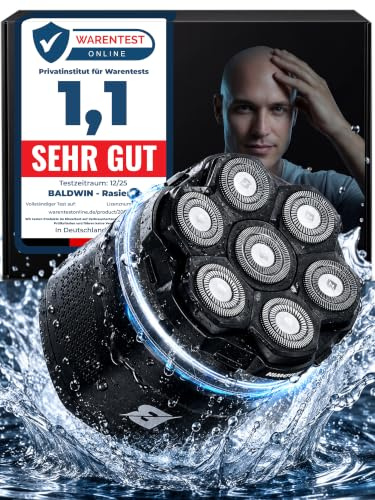 BALDWIN Rasoir tête chauve homme 7D à tête magnétique – Rasoir crâne à têtes rotatives | Tondeuse crâne chauve & rasoir chauve | Head Shaver homme | Rasoir électrique homme tête chauve