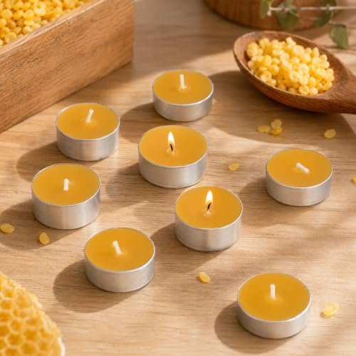 24 Piezas Velas De Té De Cera De Abeja Natural, Sin Perfume