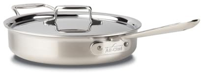 All-Clad BD55403 D5 Brushed 18/10 Stainless Steel 5-Ply Bonded Dishwasher Safe Saute Pan with Lid Cookware, 3-Quart, Silver