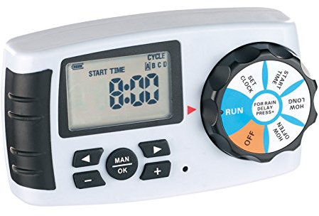 Royal Gardineer Bewässerungsventile: Digitaler Bewässerungscomputer mit Display und 4 Schlauch-Anschlüssen (Bewässerungscomputer 4 Ausgänge, 4 fach, Feuchtigkeitsmesser Pflanzen)