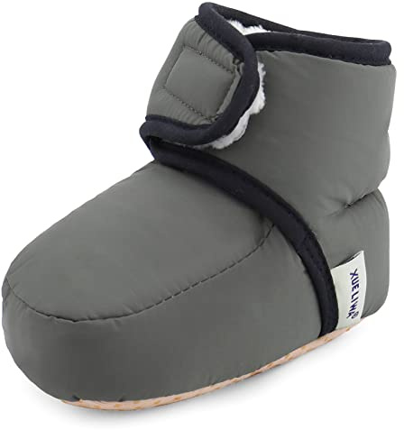 LACOFIA Baby Boys Girls Anti-slip Soft Sole Winter Warm Slipper Boots Infant Crib Shoes Gray 6-12 Months