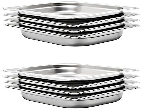 vidaXL 8X Bandejas Gastronorm de Alimentos GN 1/2 Utensilios Cocina Calientaplatos Plato Platillo Comida Buffet Baño María 40 mm Acero Inoxidable