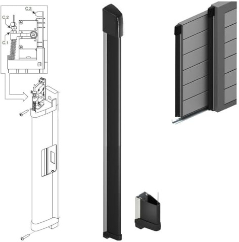 Dieffematic Costa di Sicurezza M 75 - Bordo Sensibile Elettromeccanico per Cancelli - 2 Metri, Profilo Gomma IP54