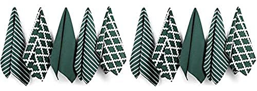 Penguin Home Premium-Geschirrtuch aus 100% Reiner Baumwolle für die Küche, Set mit 10 Küchentüchern, weiche und langlebige Küchentücher, Handtuch-Set, maschinenwaschbar, 65 x 45 cm, Farbe – Grün