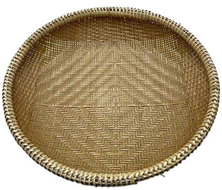 NC Panier à Fruits Rond en rotin Fait à la Main Bols de Rangement tissés Paniers à Pain en Osier Panier de Service pour Bol à Fruits et légumes Stockage des Aliments Organisation de la Cuisine