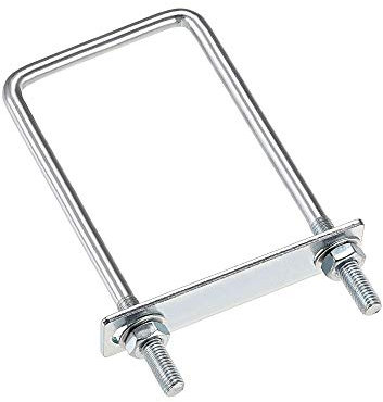 sourcing map 4 Stück Vierkant U-Bolzen Bügelschrauben Bügelbolzen 2-3/8(60mm) Innenbreite 150mm Länge Kohlenstoffstahl M8 mit Muttern, Rahmenplatte, runde Unterlegscheiben