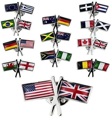 Personalised with the Countries of Choice Twin Flags Lapel Pin Badge