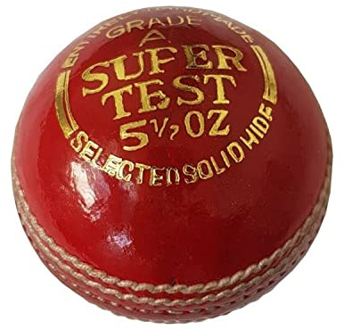 MAXX Cricket Ball 5 1/2 Oz Cricket Balls Red & White Hand Stitched Leather Hard Ball (1 Ball, Red)