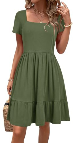 Newshows Vestito Estivo da Donna, Lunghezza al Ginocchio, Abito da Spiaggia, Abiti Estivi, Elegante Abito Corto da Festa con Tasche