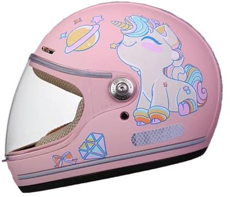 Casco De Motocicleta Para Niños, Casco Integral Con Certificación DOT/ECE, Bonito Casco De Motocicleta Para Niños Y Niñas, Casco De Motocicleta Para Niños Con Visera F,46-52cm