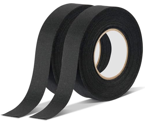 GmwyCzV 2 Piezas Cinta de Hockey Autoadhesivas, Negro Cinta para Raqueta, 25M X 25MM Grip Tape Sports, Cinta Antideslizante para Agarre de Bádminton, Golf, Tenis, Bádminton y Hockey