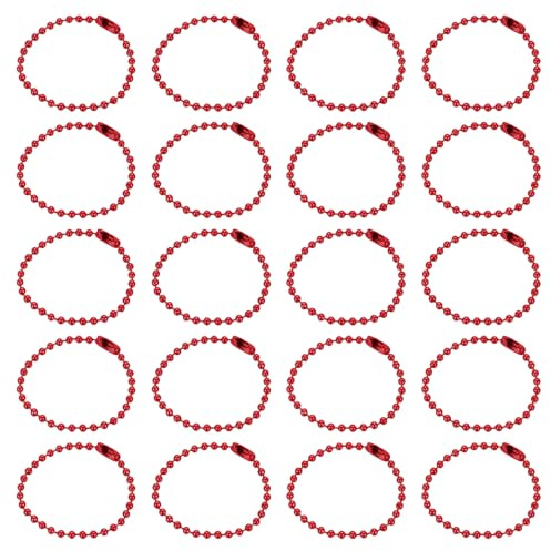 QUARKZMAN 50Pz 5 Pollici Catena a Sfera, Catena a Sfera in Metallo con Connettori per Portachiavi Ornamento Appeso Tag Gioielli Collana Decorazione di Natale, Rosso