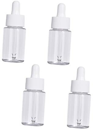 VICASKY Lot de 4 flacons en verre - Distributeur de crème hydratante - Rechargeable - Bouteille vide en verre - Bouteilles compte-gouttes simples en verre - Blanc