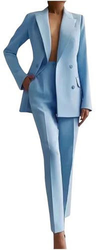 RLEHJN Women's Trouser Suits Slim Fit 2 Piece Suits & Blazers Long Slevee Coats Smart Trousers Sets Elegant Work Business Pants Suit Casual Solid Color Formal Suit Party Office Outerwear Size 8-16