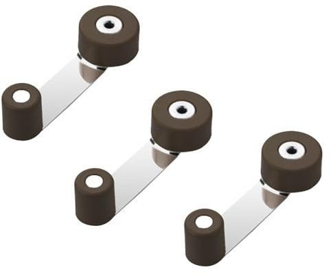 Tope de puerta con retenedor metálico y goma adhesiva, color marrón – Ø 3 × 2 cm – Para puertas hasta 4 cm – Protección de pared/suelo – Hogar y oficina (3)