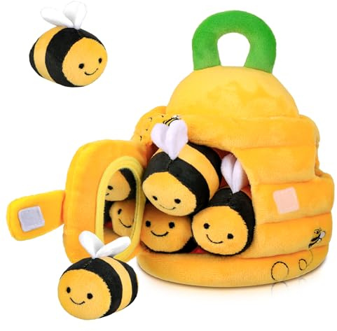 MICHIHOMIE Soft Baby Beehive Toy with 5 Sensory Bees, Sensory Toys for Babies 6-12 Months, Busy Montessori Toys for Toddlers 0-3 Years Old, Gifts for Boys & Girls