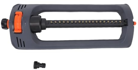 Yanmis Aspersor de Césped, con Base Pesada, Aspersor Oscilante Resistente, 19 Boquillas, 4 Modos de Pulverización, Cubre 4000 Pies Cuadrados con Limpiador Incorporado para Jardín de