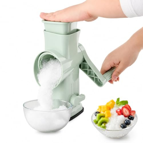 Xanthelle Tambor ABS Manual, Trituradora de Hielo, con Ventosa, Máquina de Hielo Picado para Slushie, Cocktails, Libre de BPA, Verde