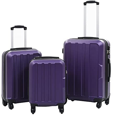 LoogCape Juego de 3 carros rígidos en color morado con candado TSA, plástico ABS ligero, material impermeable, ruedas de 360 grados, asas telescópicas, para viajes, vacaciones, vuelos, negocios, fin