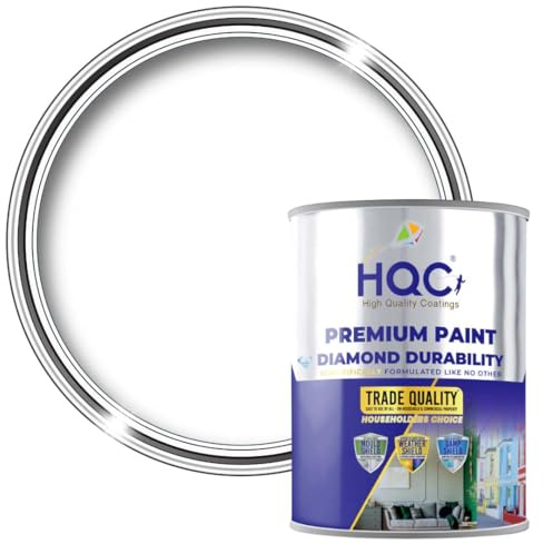 HQC Anti Mould Paint, Mould Resistant, High-Hide Stain Blocking Interior/Exterior, Waterproof, Mould Condensation Moisture, Anti Bacterial and Fungal, Prevent Mildew - 1L (Brilliant White)