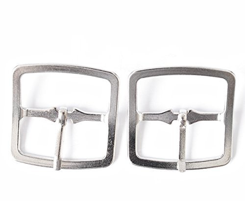 Trimming Shop 20mm Metal Belt Buckle Nickel Plated Replacement Fastening Clasp for Clothing, Leather Straps, Snap Fit Belts, Bags, Shoes, Jackets, Silver, 2pcs