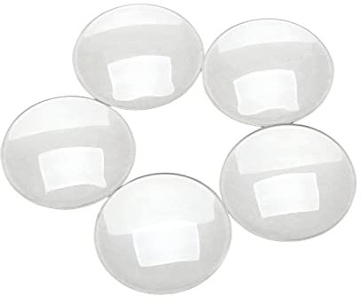 Dophee 20PCS Clear Glass Dome Cabochon, Transparent Glass Cabochons 40mm Half Round Cabochon Covers for Photo Pendant Necklaces Craft Jewelry Making