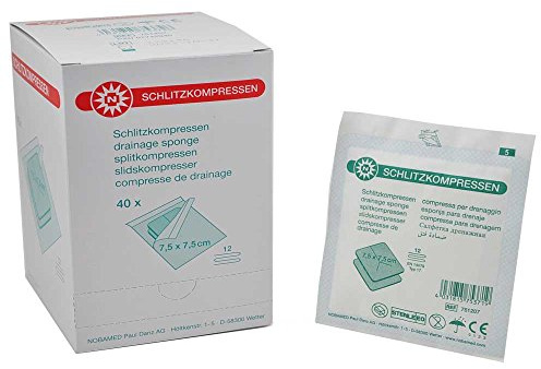 40x 2 St sterile Schlitzkompressen Noba, Y-Schlitz, Y-Kompresse, 12-fach, steril, 10x10cm