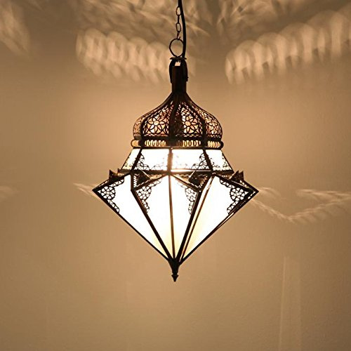 Marroquí techo Farol jawh ara Leche color blanco | L1276