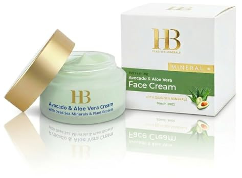H&B Intensive Avocado & Aloe Vera Cream 50ml – Moisturizing Face & Body Cream with Natural Oils & Minerals for Soft Smooth Hydrated Skin Care Daily Use