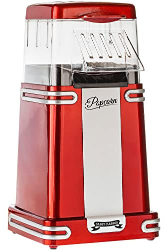 Gadgy Machine à Pop-Corn - Appareil à Pop-Corn - 1200W Machine à Pop-Corn à Air Chaud Rapide - Sans Huile, sans Graisse - avec Tasse à Mesurer et Couvercle Supérieur Amovible - Revêtement Rouge Rétro