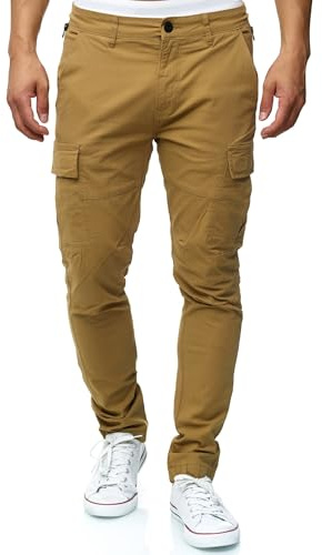 Indicode Hommes Mathews Cargo Pants | Pantalon Cargo en Coton avec 8 Poches Amber S