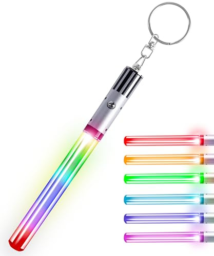 LIGHTSABER KEYCHAIN LIGHT UP LED STAR WAR Glowing Light Saber Key Chain Lightup Sabers 8 COLOR MODES: Green, Blue, Red, Baby Blue, Pink, Yellow, White, Rainbow - 1 PACK