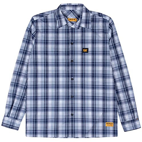 Caterpillar Herren Langarmhemd CAT Checked, Farbe:Blue, Größe:XL