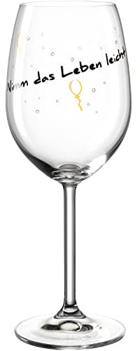 Leonardo Presente Wein-Glas Nimm das Leben leicht, 1 Stück, spülmaschinenfester Wein-Kelch, Weisswein-Kelch mit Motiv und Schriftzug, 460 ml, 044513