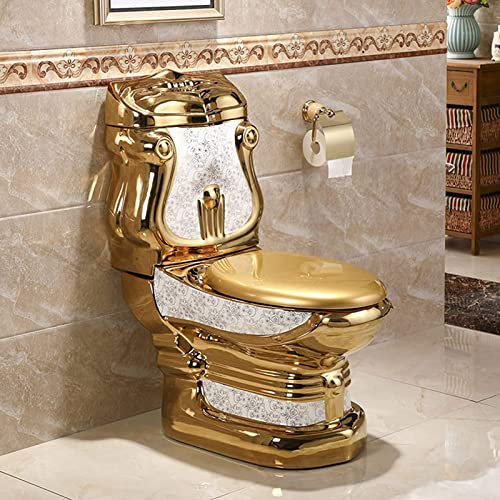 Toilette monopezzo Golden Super Whirlpool Toilette Moderna Dual Flush Mute Deodorante sifonico Toilette per la casa Bagno dell'hotel Creativo Toilette in ceramica