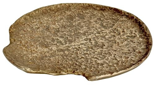 EGLO LIVING Dekoschale Forleyet, elegante Schale zum Dekorieren, flacher Dekoteller handmade aus Aluminium in Messing-Antik, Metallschale 29 x 26,5 cm