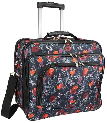 World Traveler Rolling 17-inch Laptop Briefcase Computer Case, Paris Black, One Size, Rolling 17-inch Laptop Briefcase Computer Case