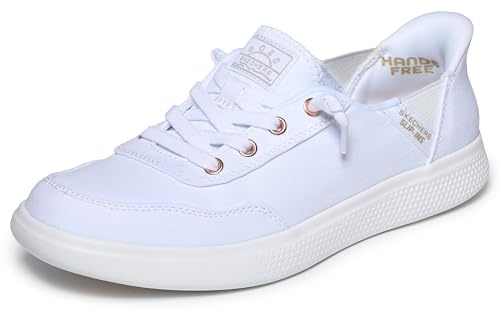 Skechers Women's Hands Free Slip-Ins Skip Cute - B Cute Sweet Sneaker, White, 10