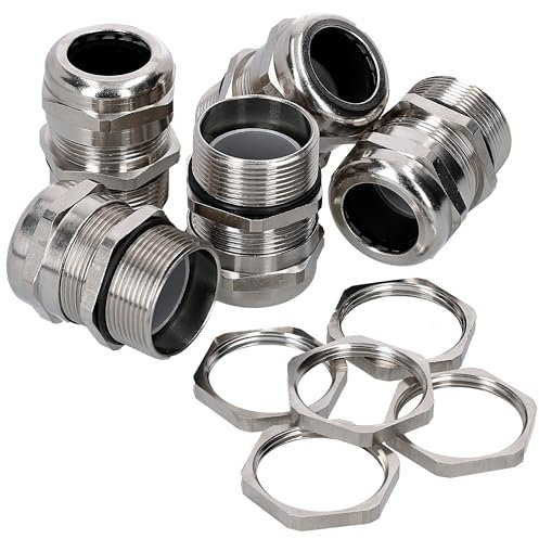 Lot de 5 presse-étoupes Kalitec M20 en laiton 7,0-13,0 mm I Contre-écrou M20 en laiton I Passe-câbles étanches et gazeuses I Kit de presse-étoupes M20 long