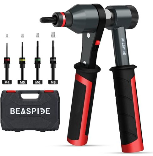 Nietmutternzange Set, Beaspire Nietmutter Kit, Professionelle Ratschenmutter Werkzeugsatz M4, M5, M6, M8 Einpressmuttern (Standardkonfiguration 4 Dorne & 40 Mutter)