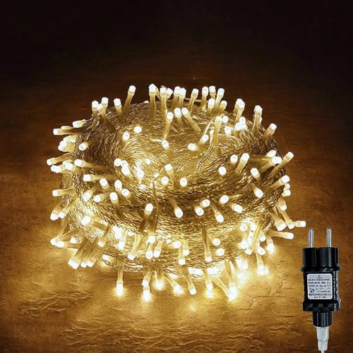 Gresonic 60m 600er Led Lichterkette Strombetrieben mit Stecker Außen und Innen für Hochzeit Weihnachten Party Warmweiß (Warmweiss, 600 LED)