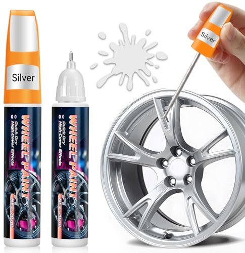 AstraVox Lot De 2 Efface Rayure Voiture, 20 ml Stylo Anti Rayure Voiture, 2-In-1 Conception, Peinture Jante, Efface Rayure Jante Alu Convient Aux Voitures, Motos, Facile à Utiliser, étanche (Argent)