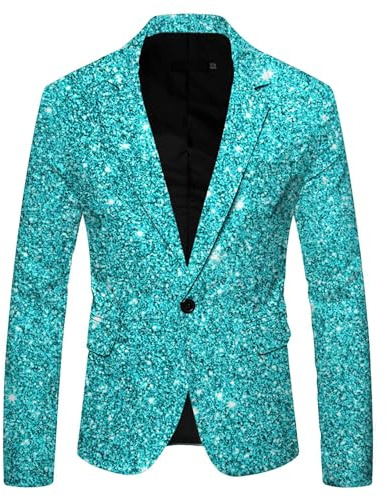 Sequin Jacket Men Jackets Sporty Slim Fit Leisure Jacket Smart Casualfor Stage or Dance Performance Sequin Solid Color Suit (1A-Purple, L)