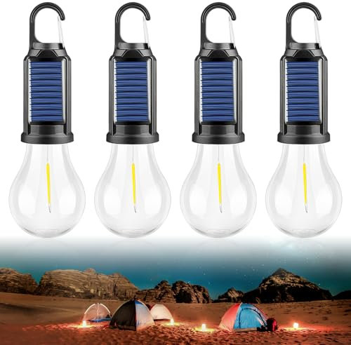 Sporgo 4 luces de camping: lámpara de camping, recargable, 3 modos de luz, lámpara de tienda portátil LED, bombilla impermeable, luz de camping con gancho, luz de emergencia para camping, emergencias