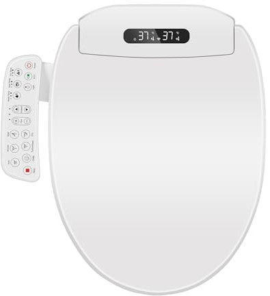Electric Bidet Toilet Seat Elongated with Heated Seat, Warm Air Dryer, Endless Warm Water, Oscillating and Pulsating Spray Wash, Stainless Steel Self-Clean Nozzle (Bidet Toilet Seat Elongated 2)
